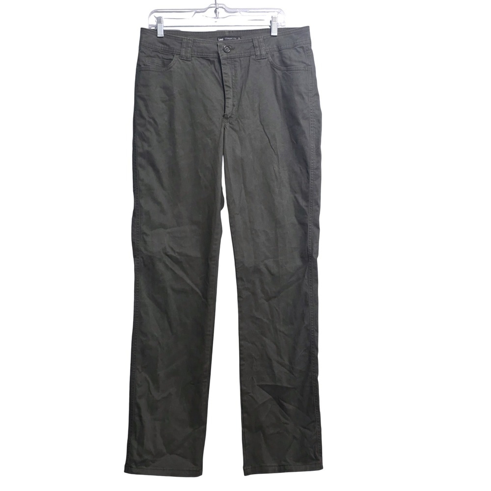 Lee Classic Fit Straight Leg Pants Womens Size 14 Charcoal Gray Cotton Blend